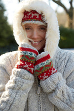Load image into Gallery viewer, lusciousscarves wool handwarmer Pachamama Reindeer Christmas Handwarmer
