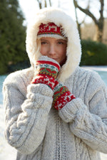 Load image into Gallery viewer, lusciousscarves wool handwarmer Pachamama Reindeer Christmas Handwarmer
