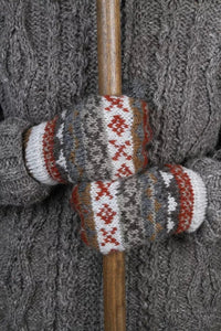 lusciousscarves wool handwarmers Pachamama Finisterre Lined Mittens (Grey)