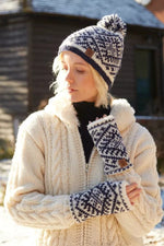 Load image into Gallery viewer, lusciousscarves wool hats Pachamama Alpine Bobble Beanie Navy
