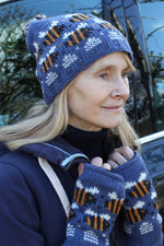 Load image into Gallery viewer, lusciousscarves wool hats Pachamama Beehive Bobble Beanie Denim
