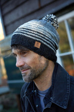 Load image into Gallery viewer, lusciousscarves wool hats Pachamama Blakeney Bobble Beanie Charcoal
