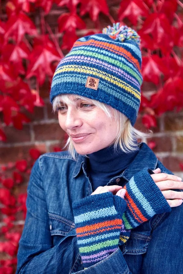 lusciousscarves wool hats Pachamama Hexham Bobble Beanie Denim