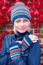 Load image into Gallery viewer, lusciousscarves wool hats Pachamama Hexham Bobble Beanie Denim
