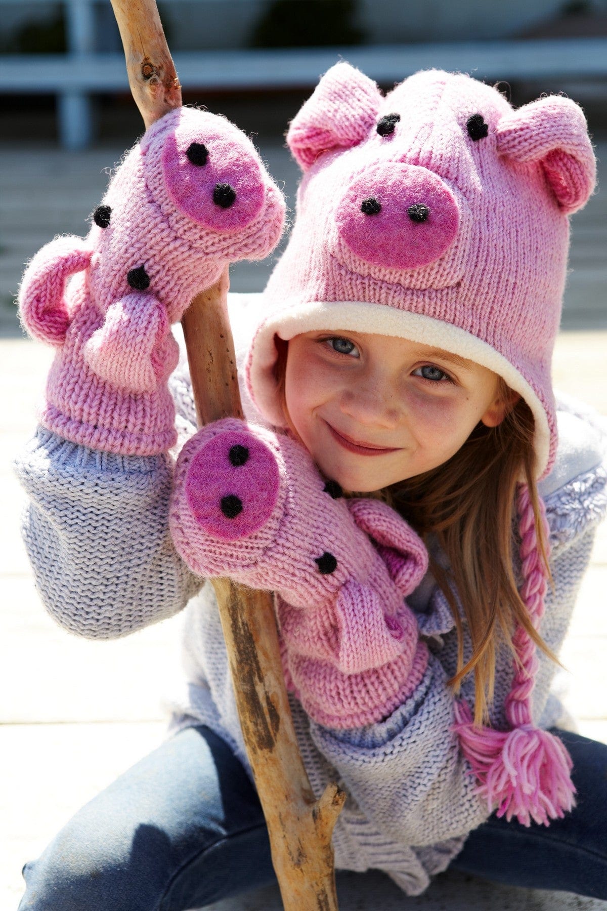 lusciousscarves wool hats Pachamama Kids Animal Hat Piggy