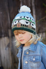 Load image into Gallery viewer, lusciousscarves wool hats Pachamama Kids Snowy Sheep Bobble Beanie
