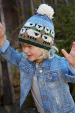 Load image into Gallery viewer, lusciousscarves wool hats Pachamama Kids Snowy Sheep Bobble Beanie
