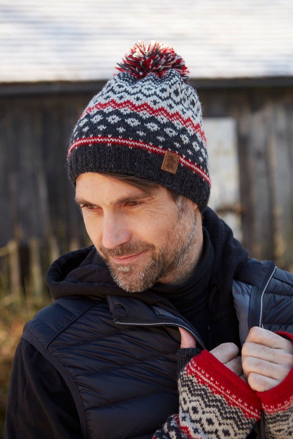 lusciousscarves wool hats Pachamama Mens Nordic Bobble Beanie