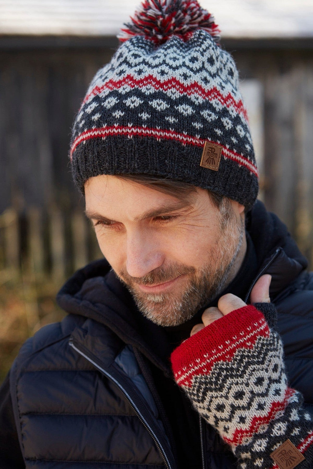 lusciousscarves wool hats Pachamama Mens Nordic Bobble Beanie
