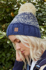 Load image into Gallery viewer, lusciousscarves wool hats Pachamama Prague Bobble Beanie Denim

