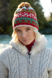 lusciousscarves wool hats Pachamama Reindeer Christmas Bobble Beanie