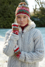 Load image into Gallery viewer, lusciousscarves wool hats Pachamama Reindeer Christmas Bobble Beanie
