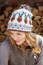 Load image into Gallery viewer, lusciousscarves wool hats Pachamama Rudolf Christmas Bobble Beanie
