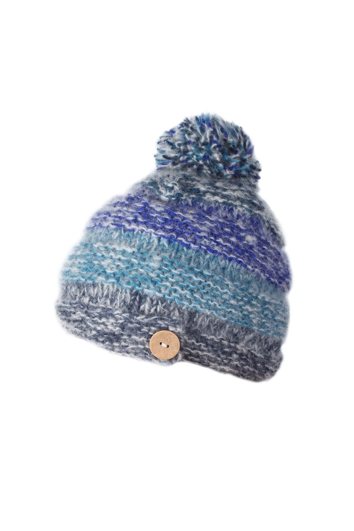 lusciousscarves wool hats Pachamama Sierra Nevada Bobble Beanie Blue
