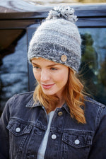 Load image into Gallery viewer, lusciousscarves wool hats Pachamama Sierra Nevada Bobble Beanie Smoke
