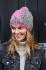 Load image into Gallery viewer, lusciousscarves wool hats Pachamama Star Bobble Beanie Grey
