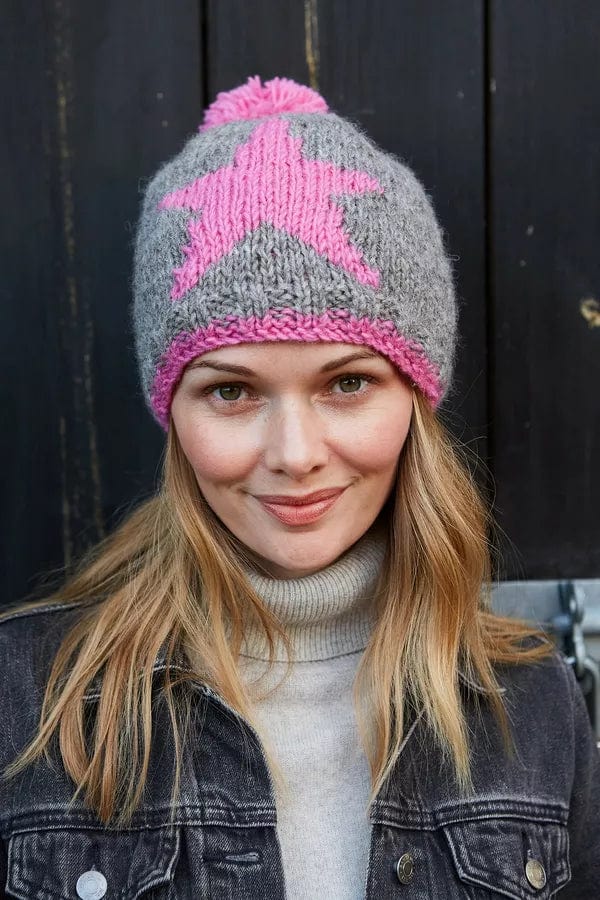 Grey bobble beanie hat best sale