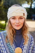 Load image into Gallery viewer, lusciousscarves wool head band Pachamama Chamonix Headband, Cream, Handmade. Womens
