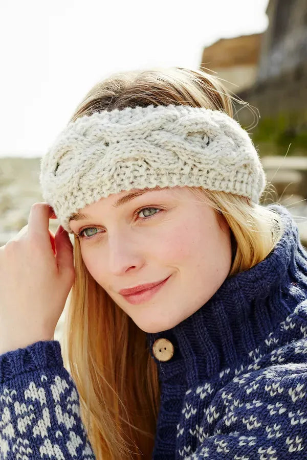 lusciousscarves wool head band Pachamama Chamonix Headband, Cream, Handmade. Womens
