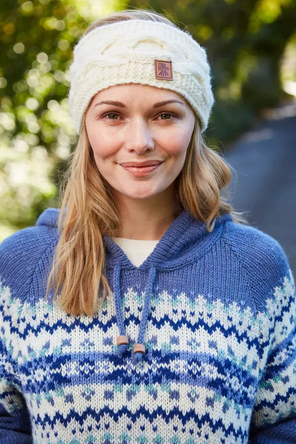 lusciousscarves wool head band Pachamama Chamonix Headband, Cream, Handmade. Womens