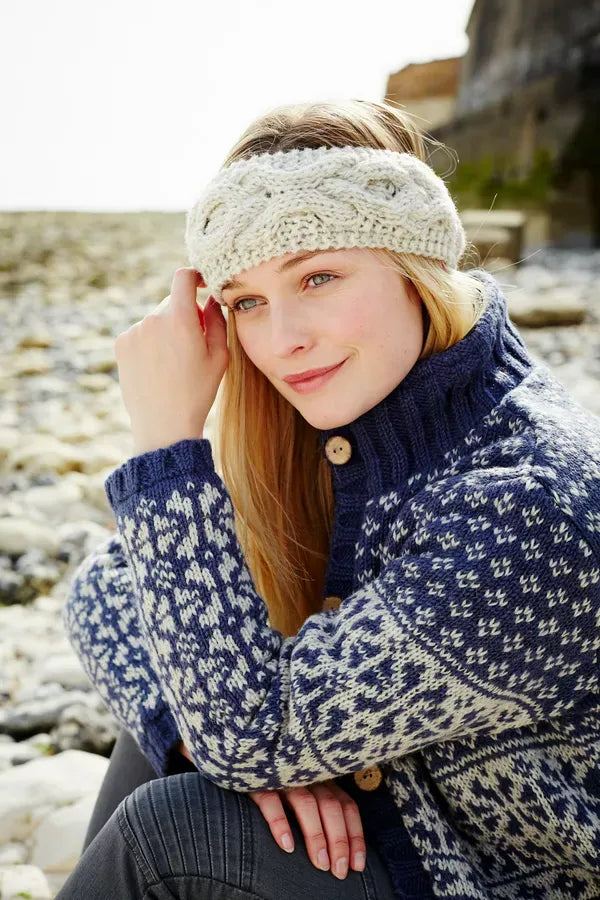 lusciousscarves wool head band Pachamama Chamonix Headband, Cream, Handmade. Womens