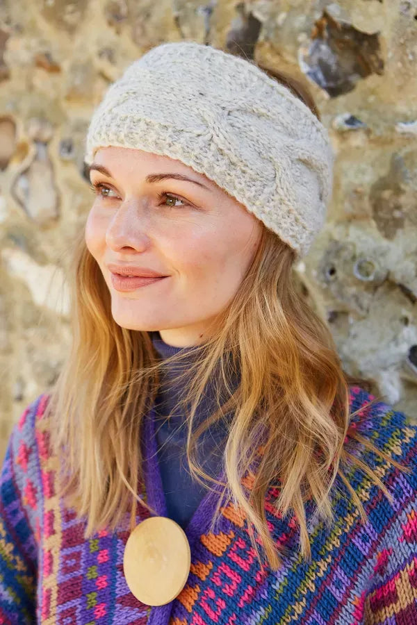 lusciousscarves wool head band Pachamama Chamonix Headband, Oatmeal, Handmade. Womens
