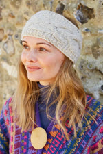 Load image into Gallery viewer, lusciousscarves wool head band Pachamama Chamonix Headband, Oatmeal, Handmade. Womens
