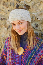 Load image into Gallery viewer, lusciousscarves wool head band Pachamama Chamonix Headband, Oatmeal, Handmade. Womens

