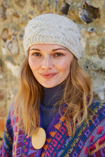 Load image into Gallery viewer, lusciousscarves wool head band Pachamama Chamonix Headband, Oatmeal, Handmade. Womens

