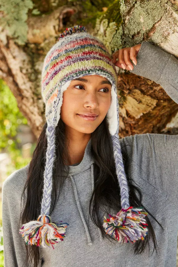 lusciousscarves wool head band Pachamama Coroico Chullo, Handmade. Womens