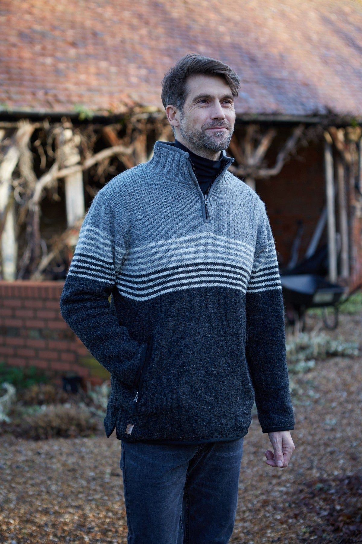 lusciousscarves wool jumpers M/L Pachamama Blakeney Half Zip Charcoal