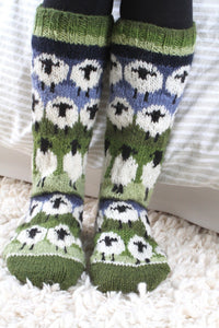 lusciousscarves wool socks Pachamama Flock Of Sheep Long Socks