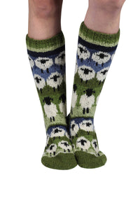 lusciousscarves wool socks Pachamama Flock Of Sheep Long Socks