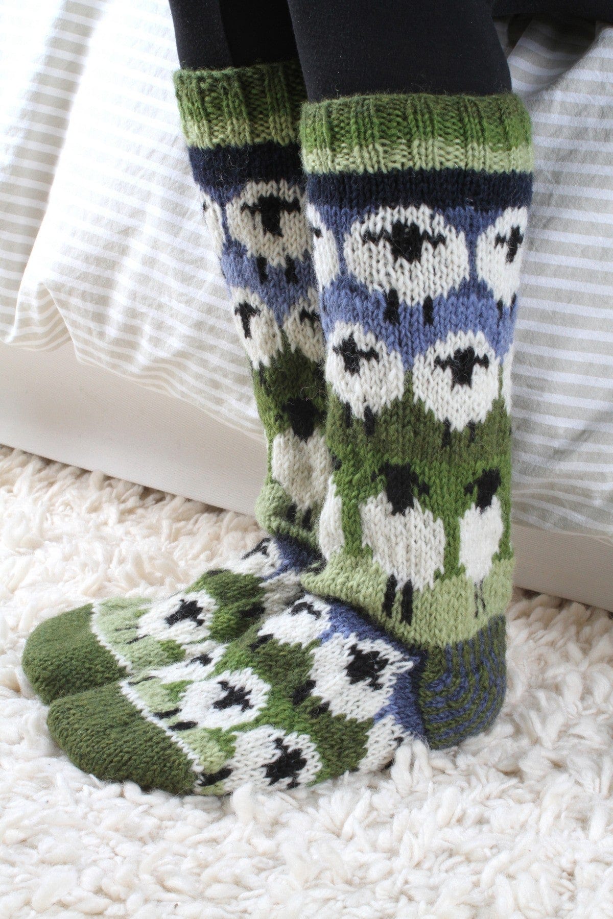 lusciousscarves wool socks Pachamama Flock Of Sheep Long Socks