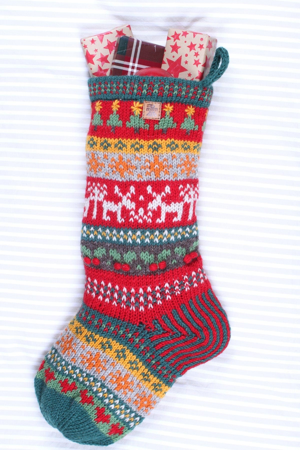 lusciousscarves wool socks Pachamama Reindeer Christmas Stocking