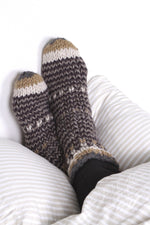Load image into Gallery viewer, lusciousscarves wool socks Pachamama Santiago Sofa Socks Charcoal
