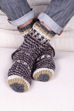Load image into Gallery viewer, lusciousscarves wool socks Pachamama Santiago Sofa Socks Charcoal
