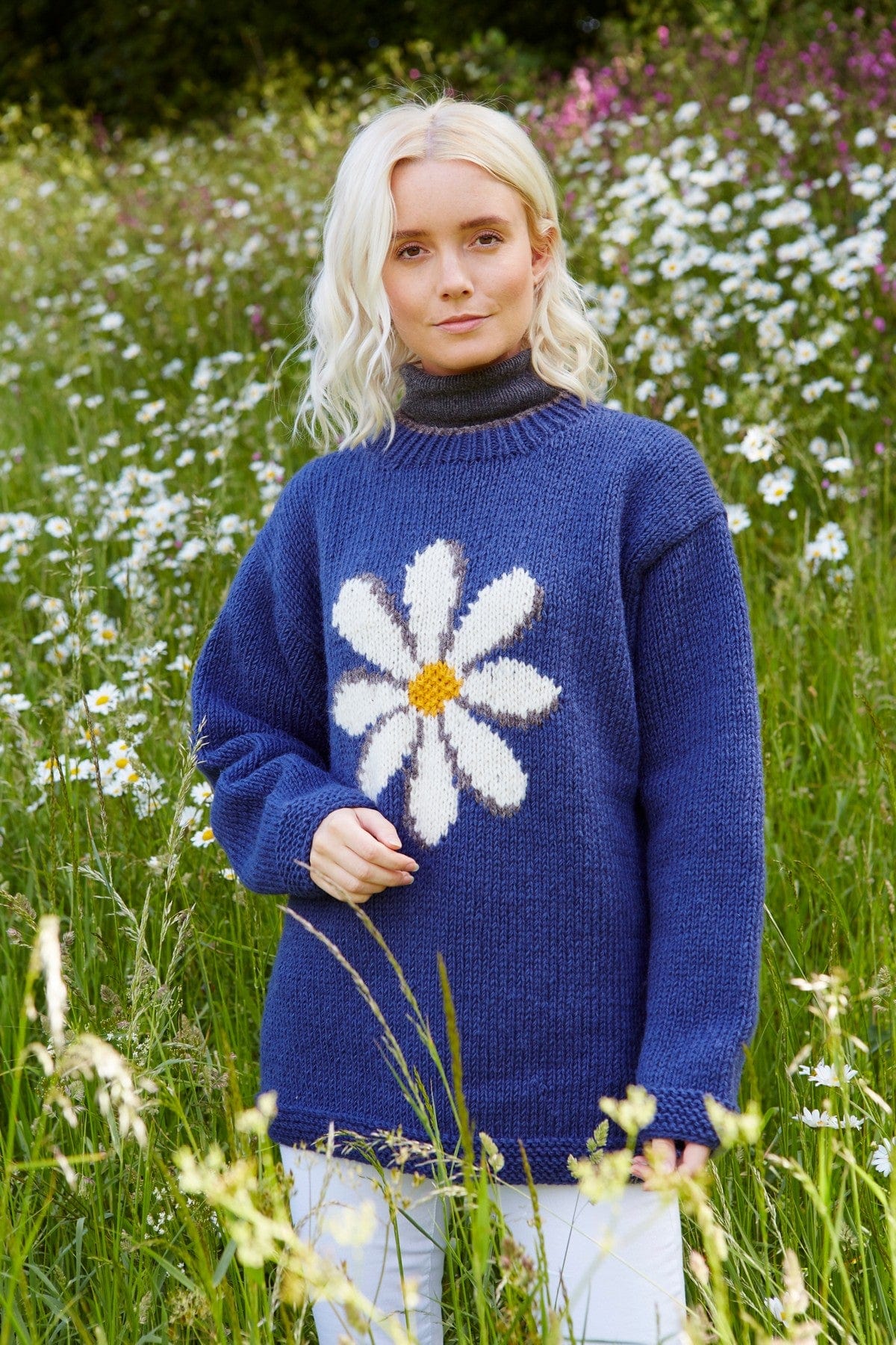 lusciousscarves wool sweater Pachamama Daisy Sweater Denim