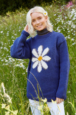Load image into Gallery viewer, lusciousscarves wool sweater small Pachamama Daisy Sweater Denim
