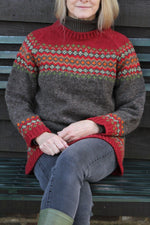 Load image into Gallery viewer, lusciousscarves wool sweater small Pachamama Elgin Sweater Burgundy
