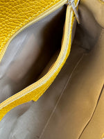 Load image into Gallery viewer, lusciousscarves Yellow Italian Leather Clutch Bag with Loop Handle
