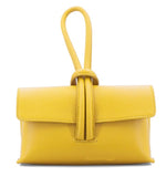 Load image into Gallery viewer, lusciousscarves Yellow Italian Leather Clutch Bag with Loop Handle
