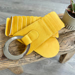 Load image into Gallery viewer, lusciousscarves Yellow Ladies Faux Leather Stretchy Waist Belt with Chrome Loop and Hook.
