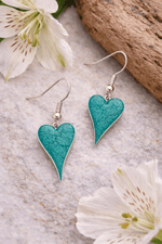 Load image into Gallery viewer, Miss Milly Earrings Miss Milly Deep Turquoise  Textured Heart Drop Earrings
