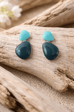 Load image into Gallery viewer, Miss Milly Earrings Miss Milly Teal &amp; Turquoise Two Tone Resin Drop Earrings
