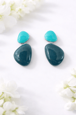 Load image into Gallery viewer, Miss Milly Earrings Miss Milly Teal &amp; Turquoise Two Tone Resin Drop Earrings
