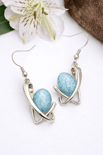 Load image into Gallery viewer, Miss Milly Earrings Miss Milly Turquoise Blue Resin Oval Drop Earrings Silver Statement Design
