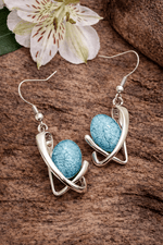 Load image into Gallery viewer, Miss Milly Earrings Miss Milly Turquoise Blue Resin Oval Drop Earrings Silver Statement Design

