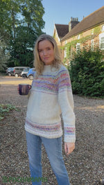 Load and play video in Gallery viewer, Pachamama Arundel Sweater Oatmeal Hand Knitted , Fair Trade.
