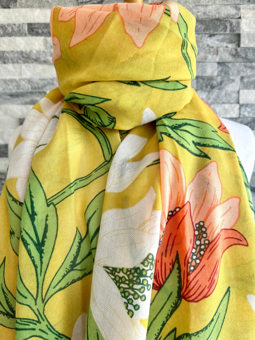 lusciousscarves Apparel & Accessories Yellow Anemone Floral Scarf.